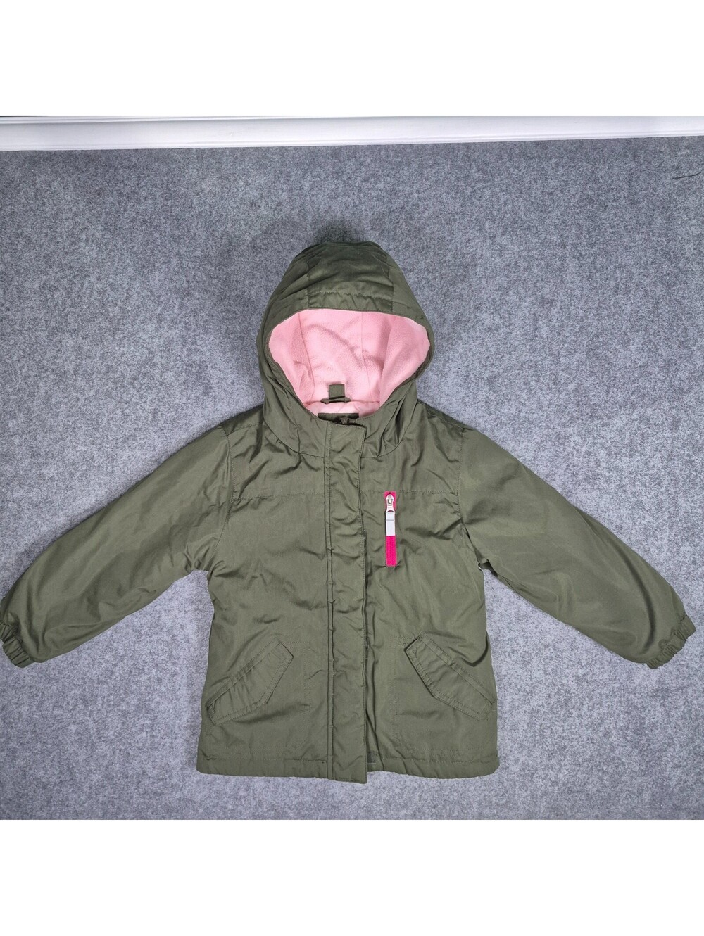 Wonder Nation Toddler Jacket 4T Khaki Green Pink Warm Cozy Lined
